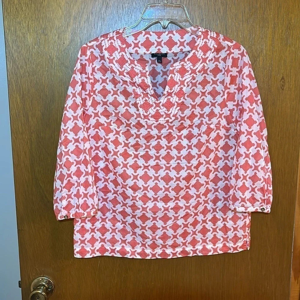 Talbots Blouse with Embroidery Details Size SP